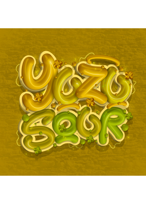 a yellow and green type of lettering
