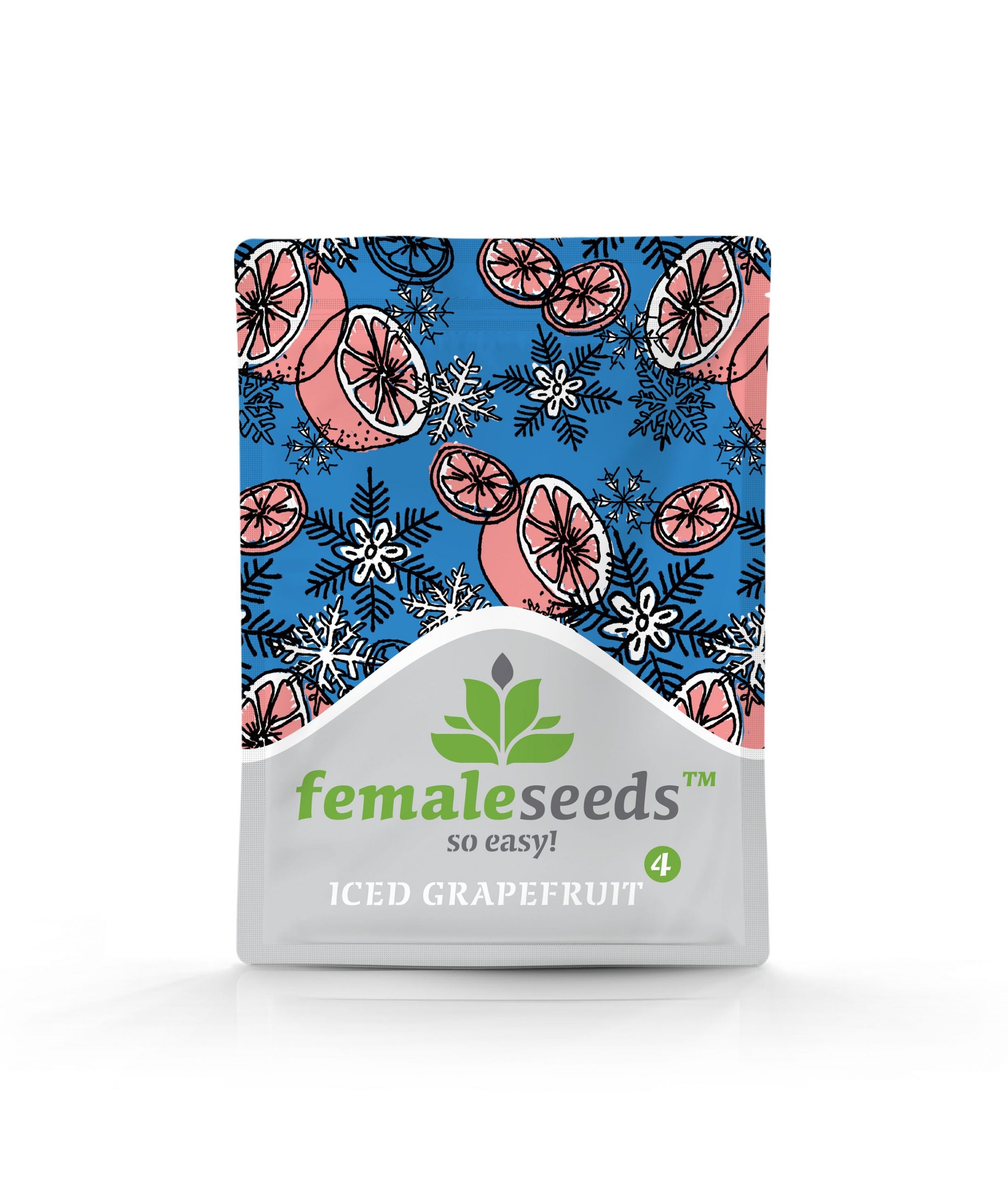 a bag of femal seeds on a white background