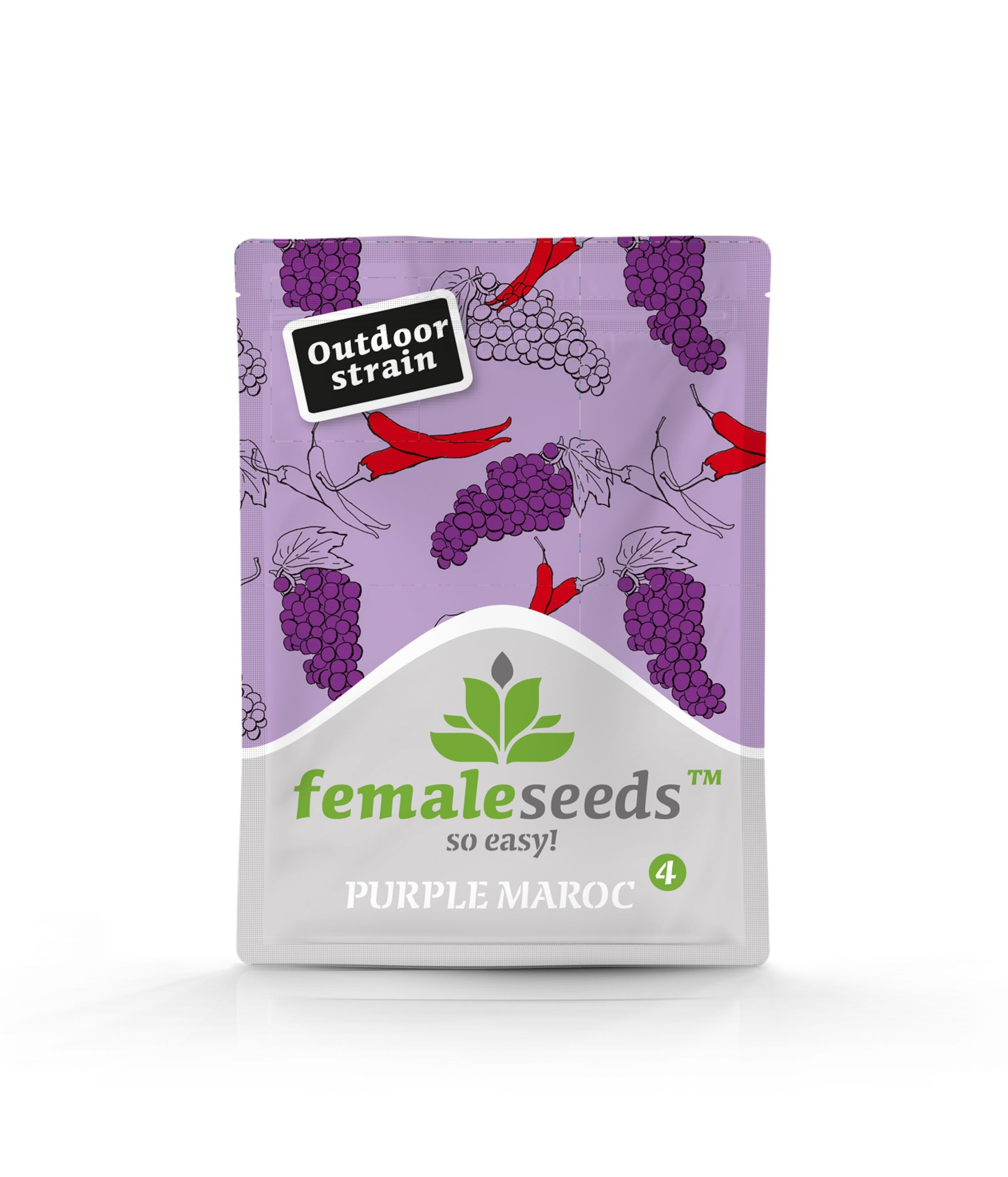 a bag of purple marroc on a white background