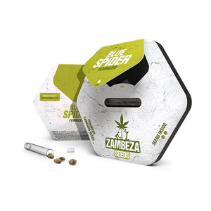 a white box with a green and yellow label on it