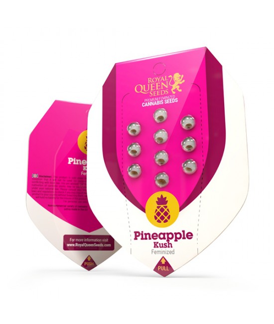 a pink and white packaging for pineapple