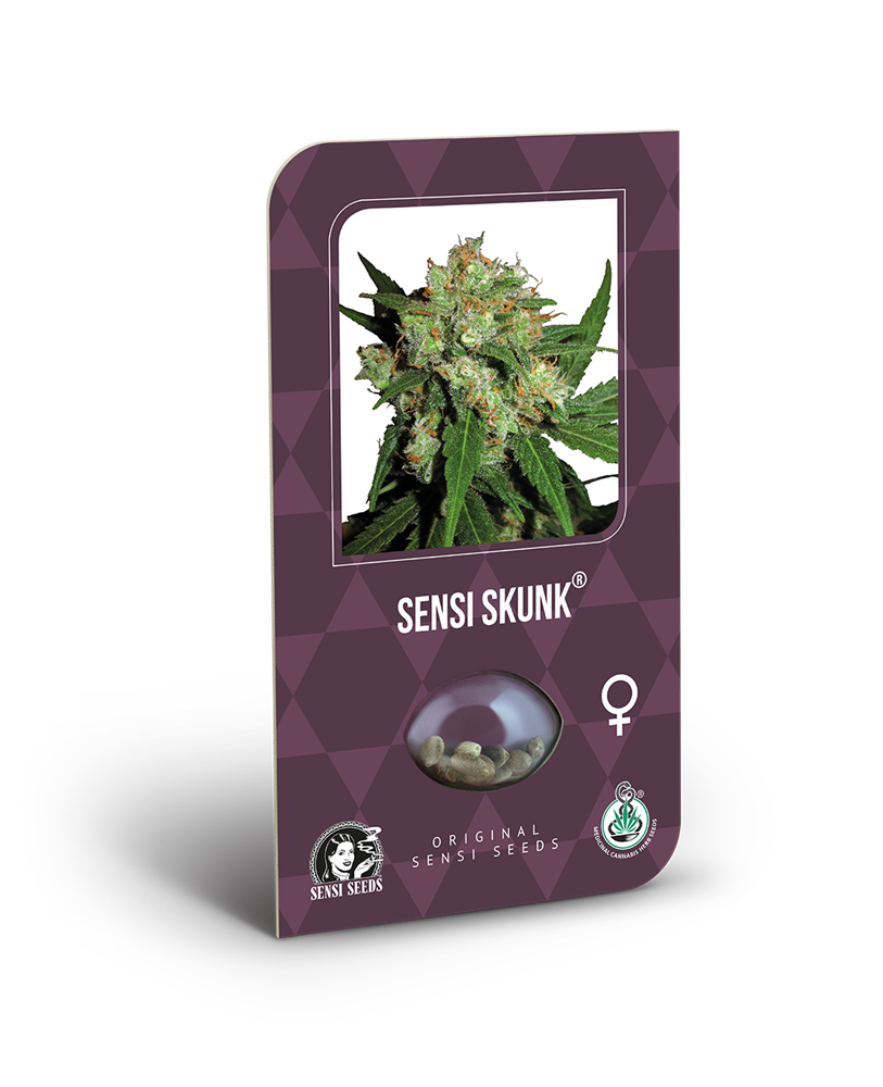 a purple box with a picture of a marijuana plant