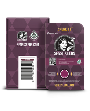 a package of skinn't sense seeds with a label on it
