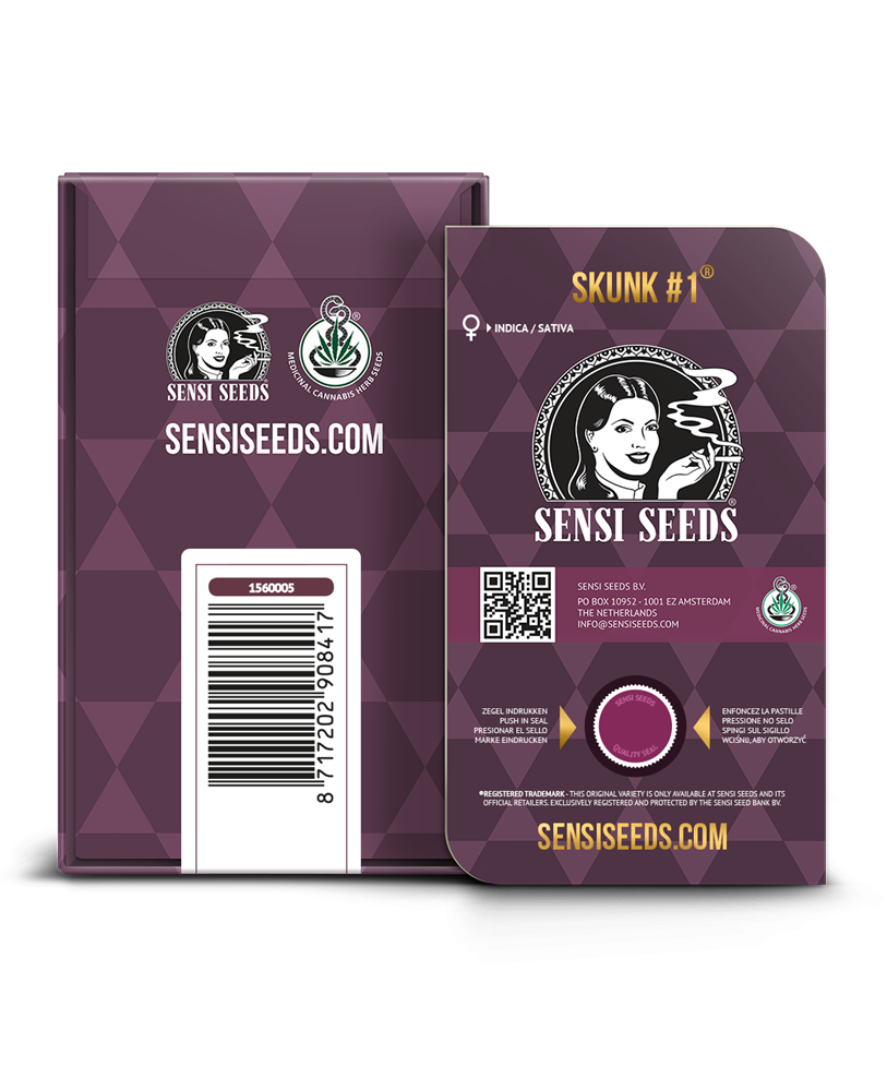 a package of skinn't sense seeds with a label on it