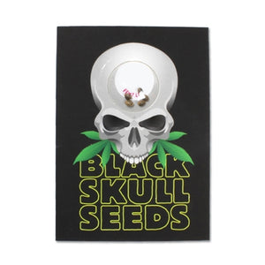 a skull with a marijuana leaf on its head