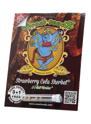 a package of strawberry cola sherber with a stick of it