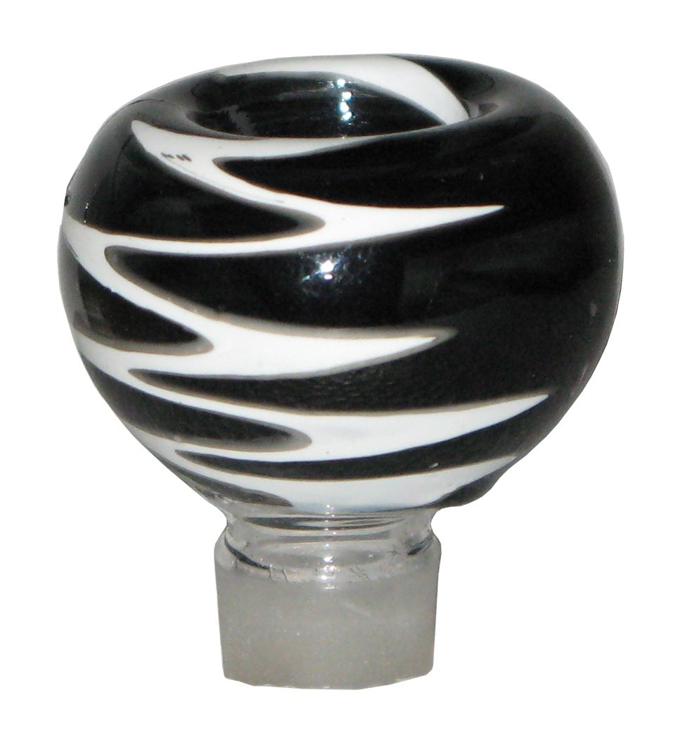 Glass Bowl Black & White Zig-Zag 18.8mm Grind