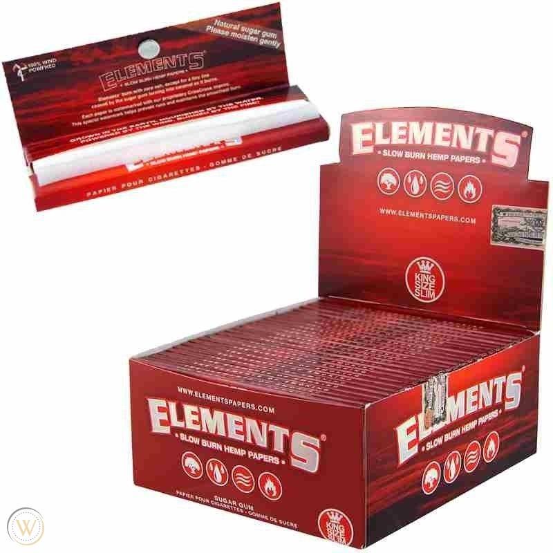Elements RED Kingsize Slim HEMP Paper (Box of 50 Packs)