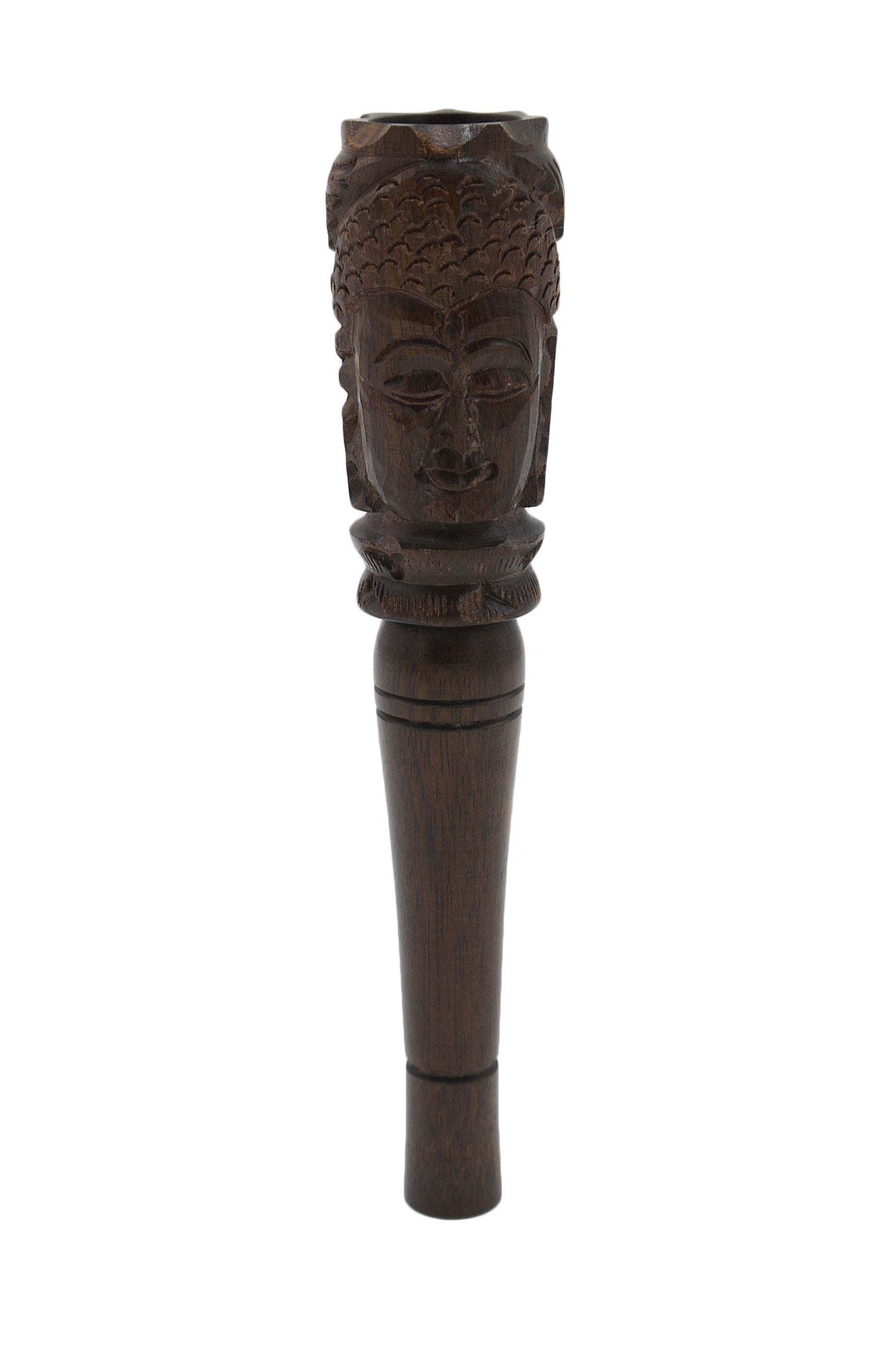 6" Wood Chillum with Shiva Carving