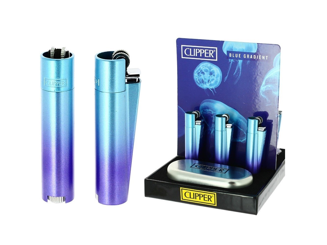 Clipper Metal Lighter Gradient Blue Gift Set
