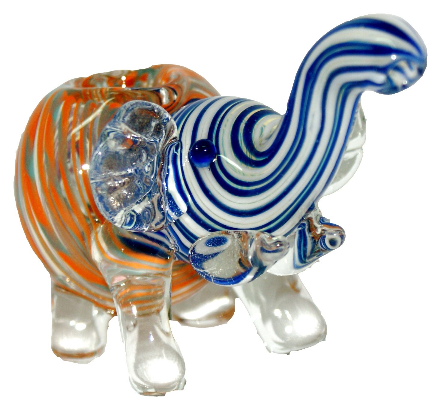 Coloured Glass Elephant Pipe 10cm x 11cm