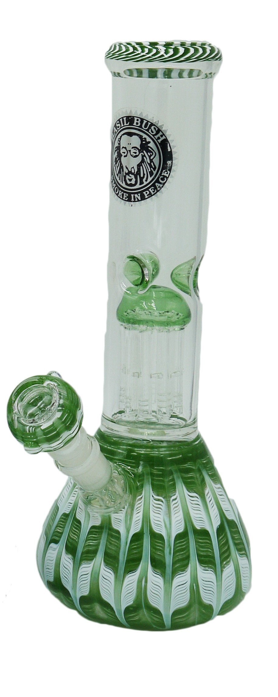 Glass 30cm Ice 10 Finger Percolator Bong Light Green & White