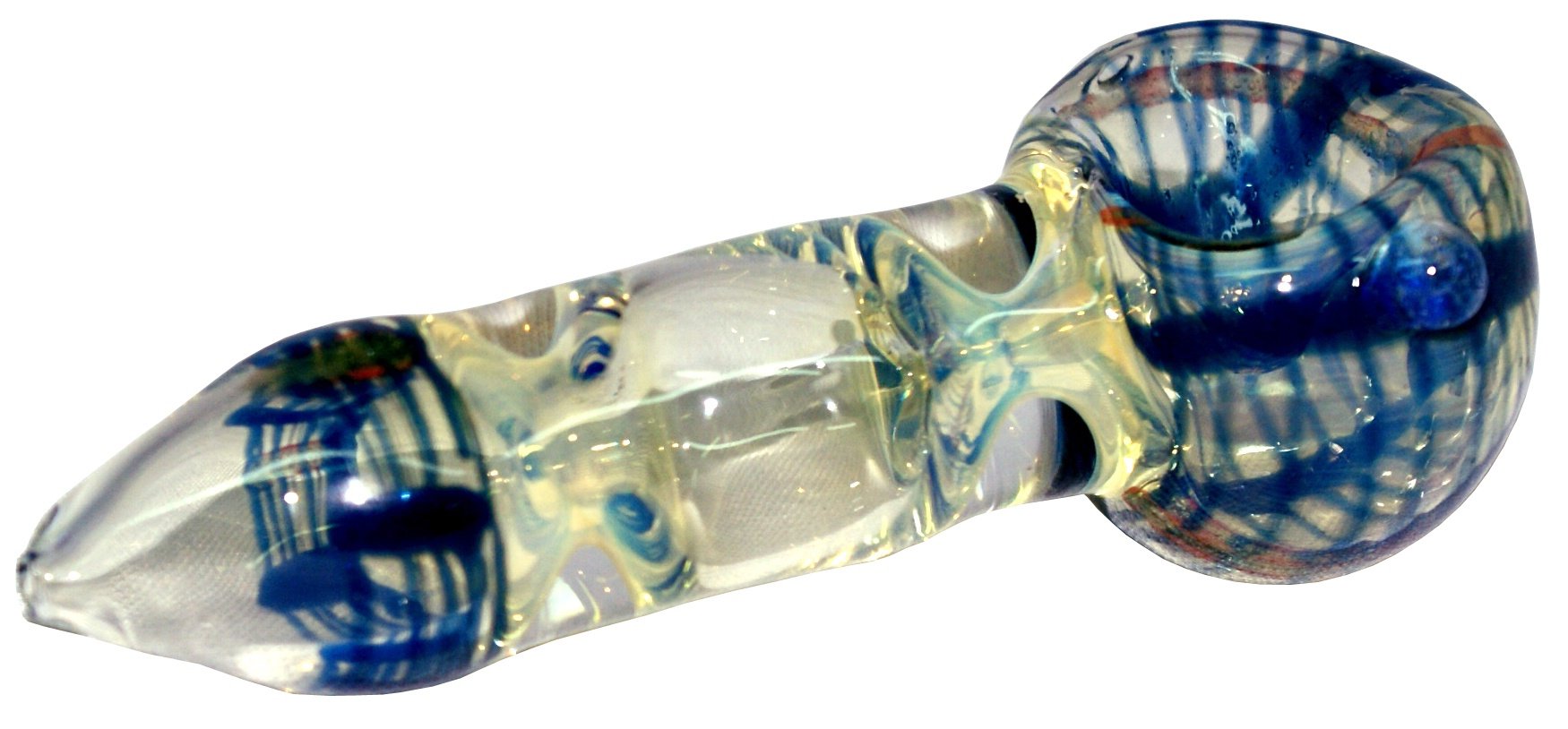 Coloured Glass Pipe 3" (Blue Striped)