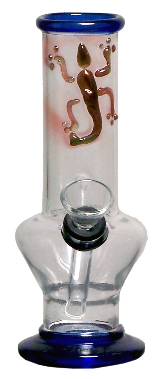 Coloured Glass Mini Bong with Glass Stem & Bowl 13cm (Lizard)