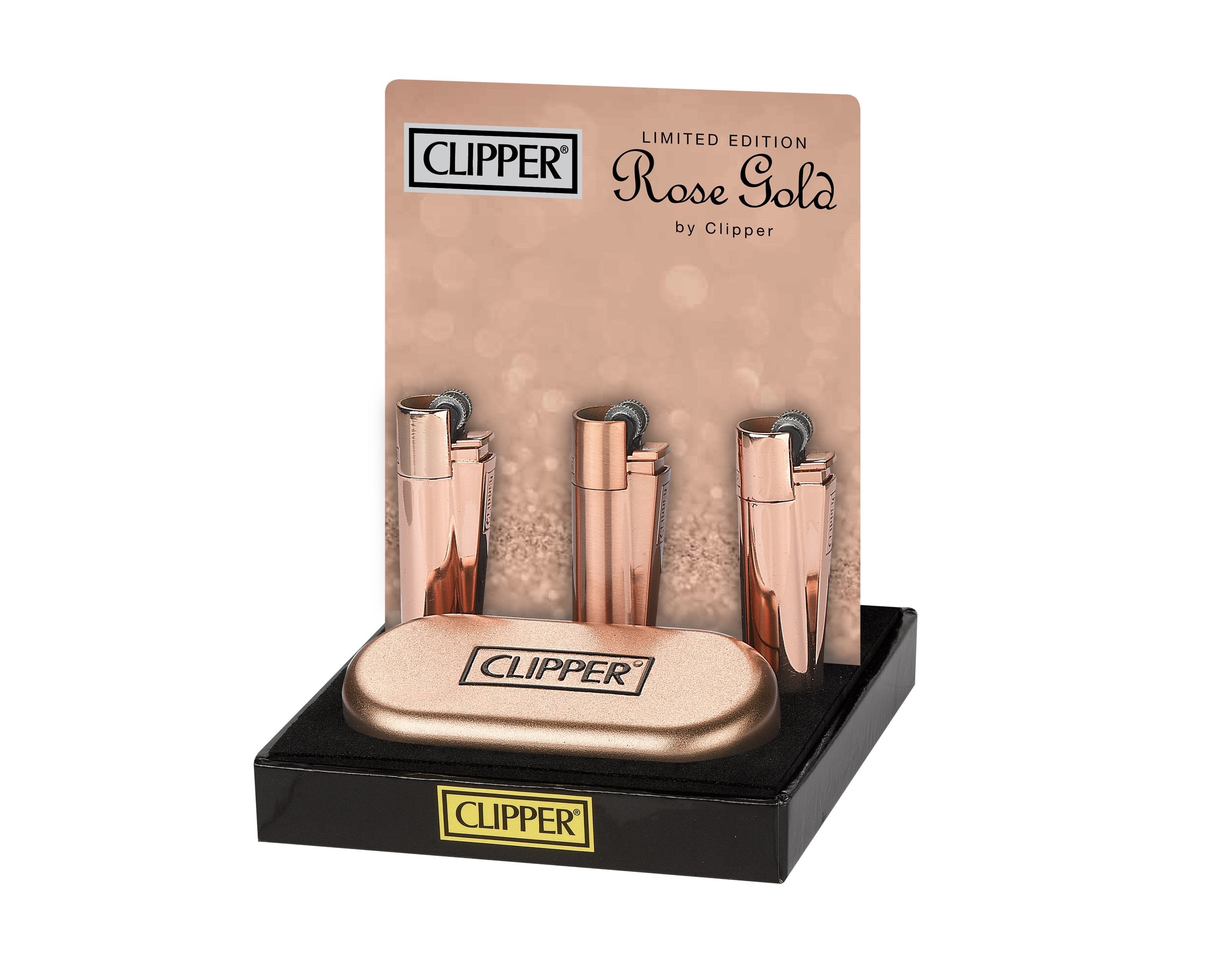 Clipper Metal Lighter Rose Gold Finish Gift Set