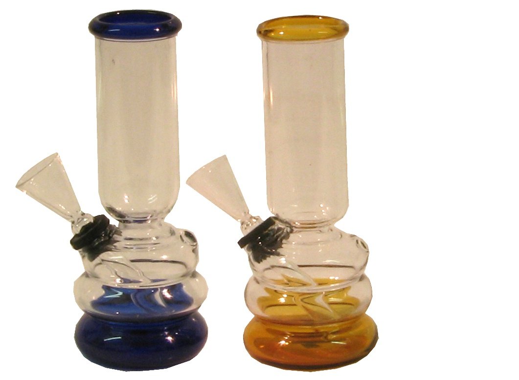 Glass Mini Coloured Bong with Glass Stem & Bowl 12cm
