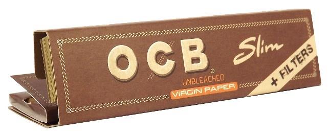 OCB VIRGIN Unbleached Kingsize Slim Papers & Tips