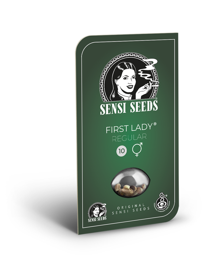 a packet of first lady seeds on a black background