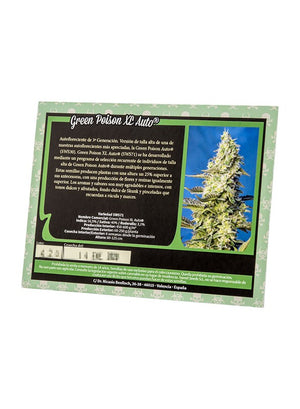 the back of a package with a picture of a marijuana plant