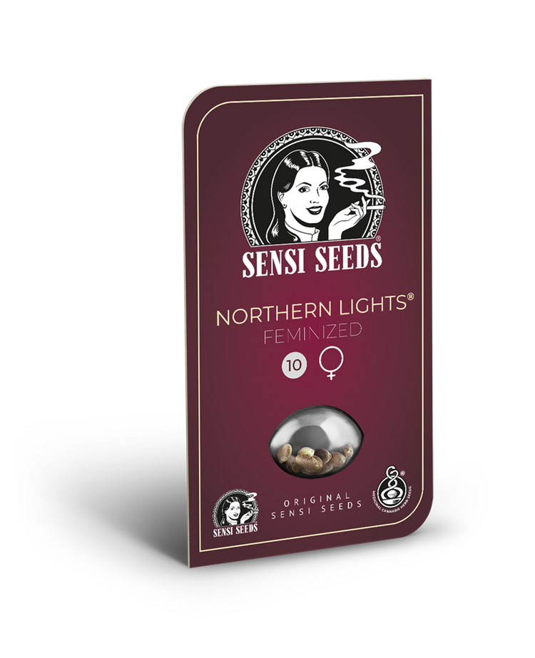 a packet of northern lights feminizer on a black background