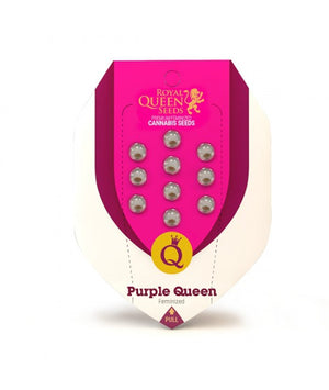 a pink and white packaging for a purple queen